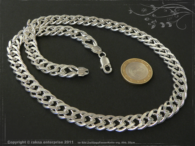 Twin curb chains 925 sterling silver width 11mm  massiv